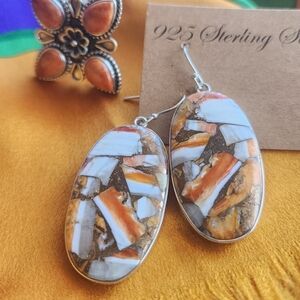 Navajo Spiny & White turquoise dahlia, super stunning, sterling silver Base